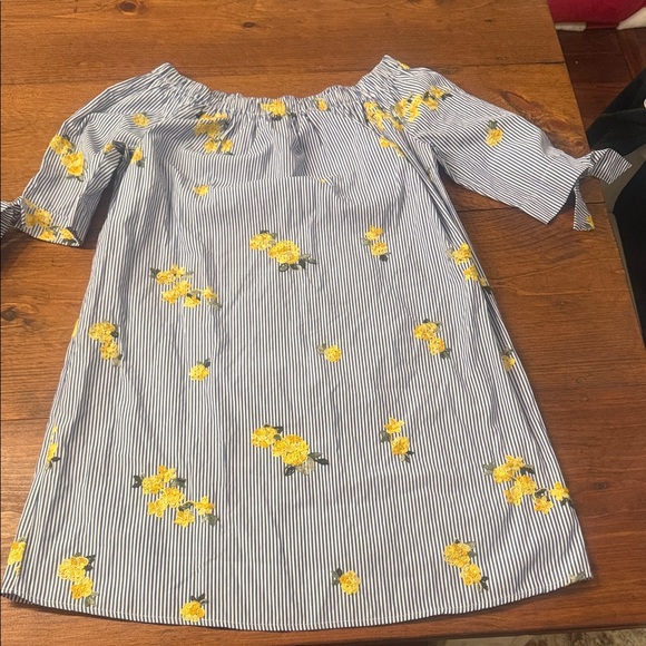 Tacera Dresses & Skirts - Tacera Blue and Yellow Floral Midi Dress